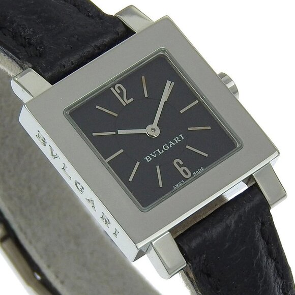 BVLGARI Quadlard Watches SQ22SL blackDial Stainless Steel/leather Quartz - Picture 2 of 8